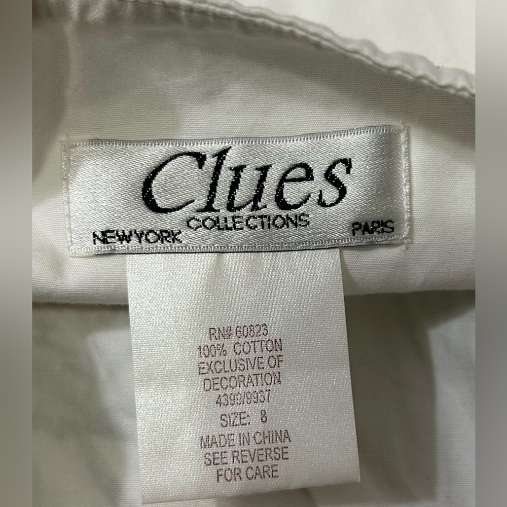 VTG Clues Midi Dress Sz 8 White Floral Embroidered Cottagecore Garden Tea‎ Party - Picture 4 of 16